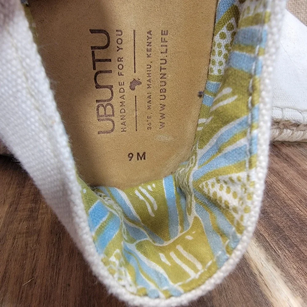 Ubuntu Espadrille Slip On Shoes Handmade in Kenya Beige Beaded Women's Size‎ 9M